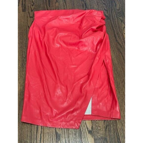 Generation Love Gina Vegan Leather Skirt Ruched Side Slit Red Size XXL NEW - Picture 1 of 10